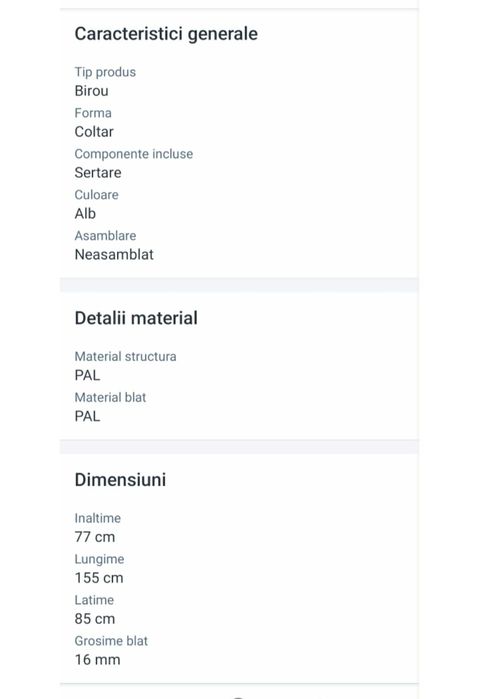 birou pe colț, nou, sigilat