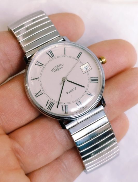 Ceas de damă Rotary cu quartz, din otel inoxidabil.