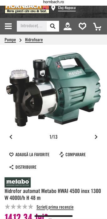 Hidrofor Automat Metabo cu sau fara montare