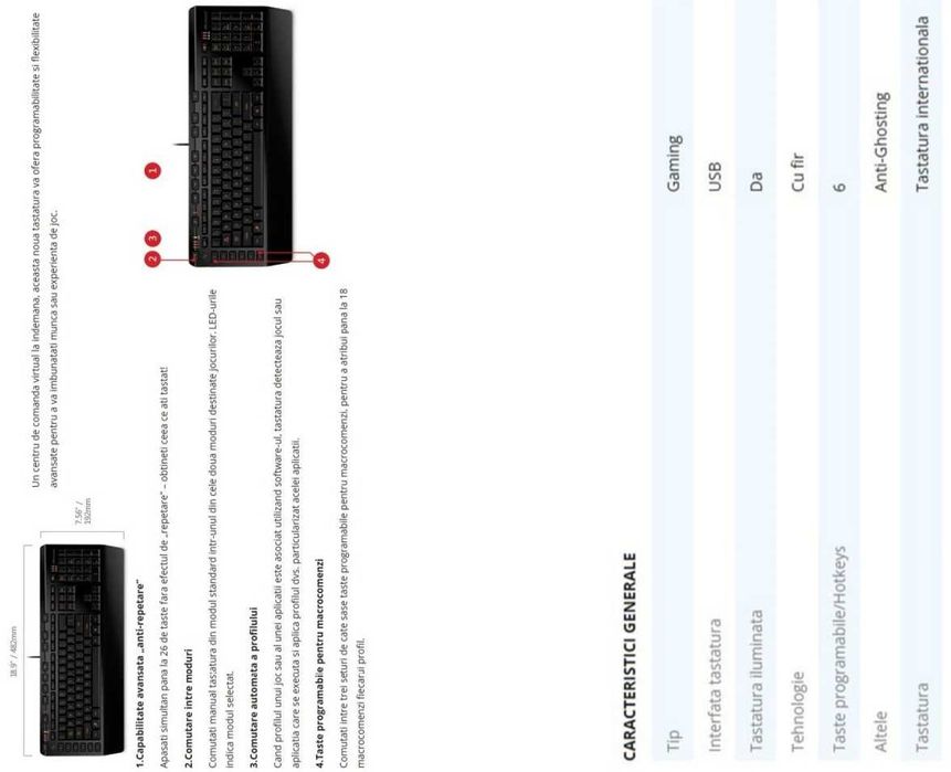 Tastatura Gaming Microsoft SideWinder X4