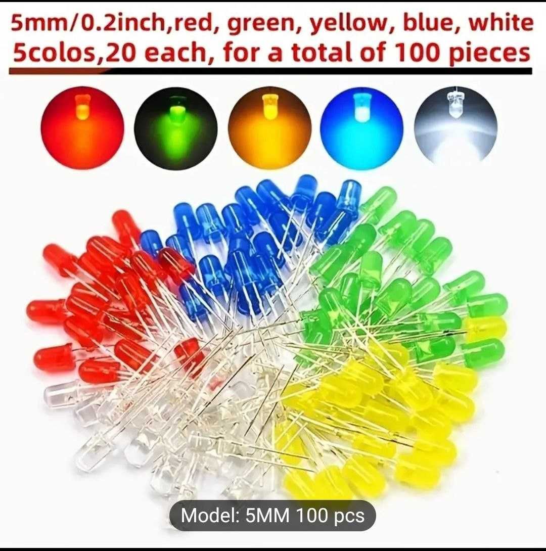 Светодиоды LED разных цветов 100 штук. LED lampa har xil ranglarda