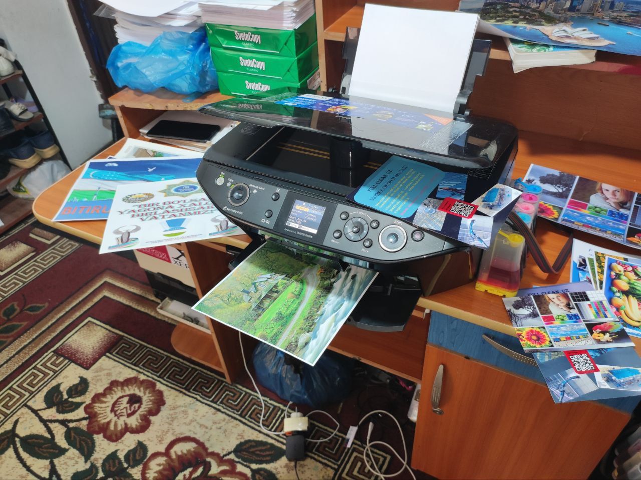 6 ta rangli Epson 615 dyuzi 100% kopiya skanerli 1200 chiqargan idilni