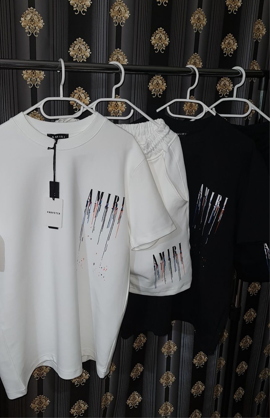 Compleu vară AMIRI  / Essentials  alb negru  / denim tears / Trapstar