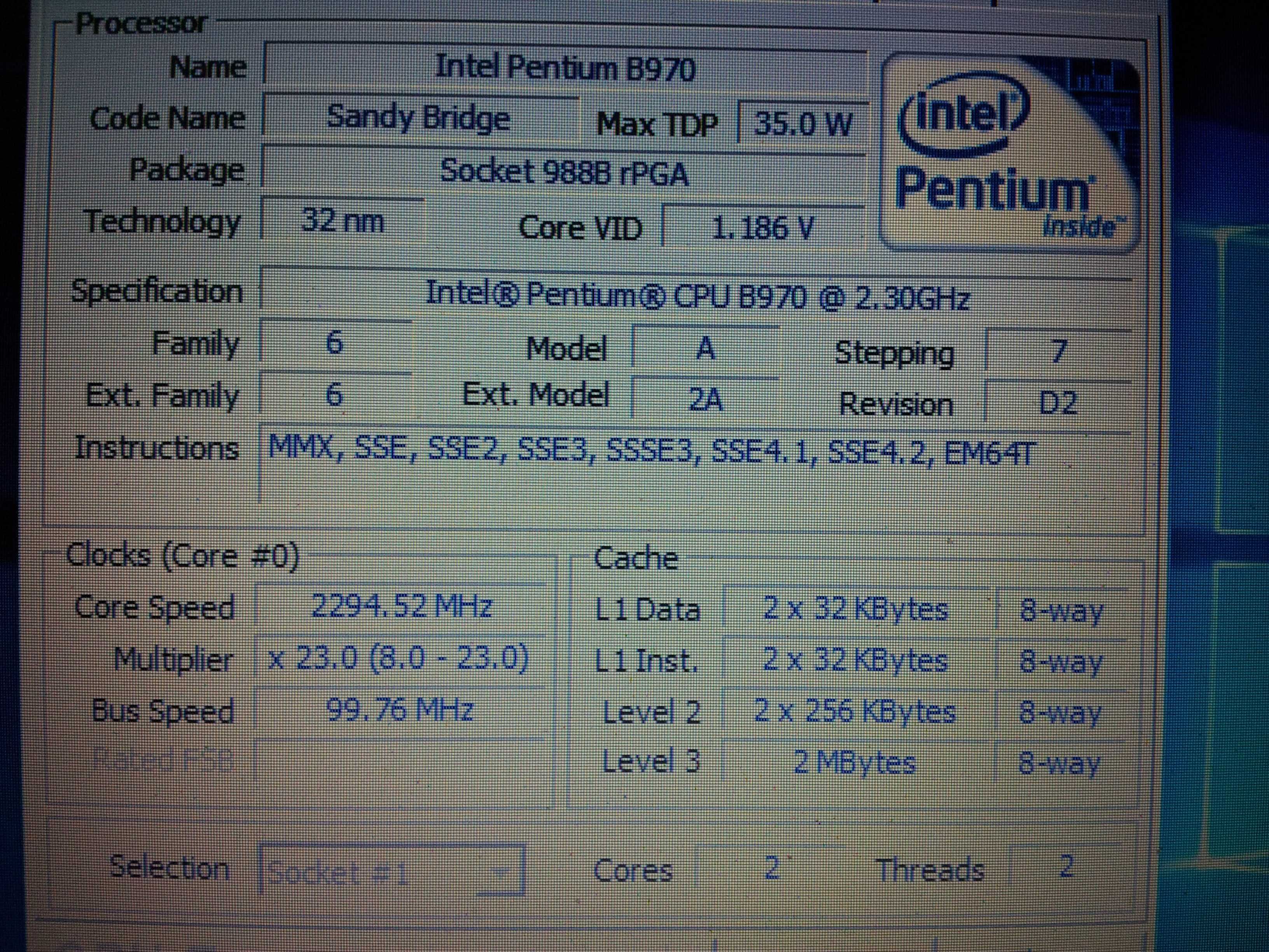 HP 650 Intel Pentium B970 2.3GHZ ram8GB ssd120gb