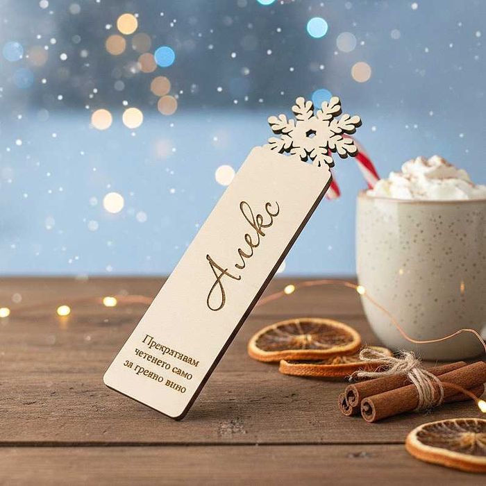 Персонализиран дървен книгоразделител с име – уникален подарък