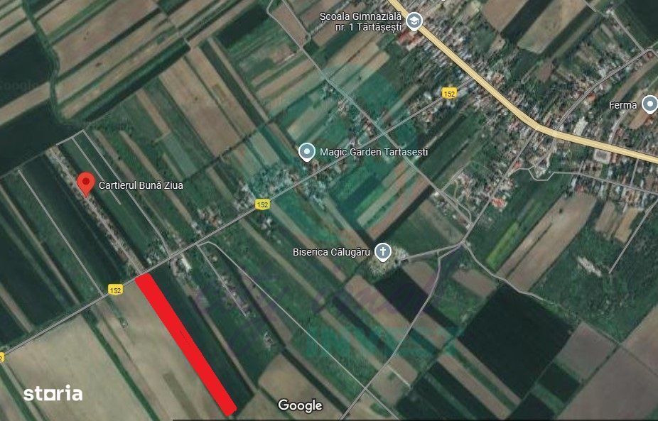 Teren 9923 mp Tărtășești, cu utilități și acces asfaltat