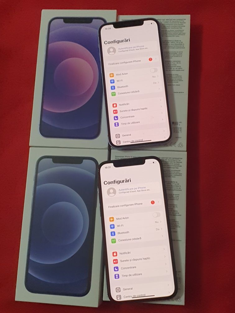 Iphone 12, Negru 64Gb, Mov 128Gb, Nou și Folosit, Libere de retea!