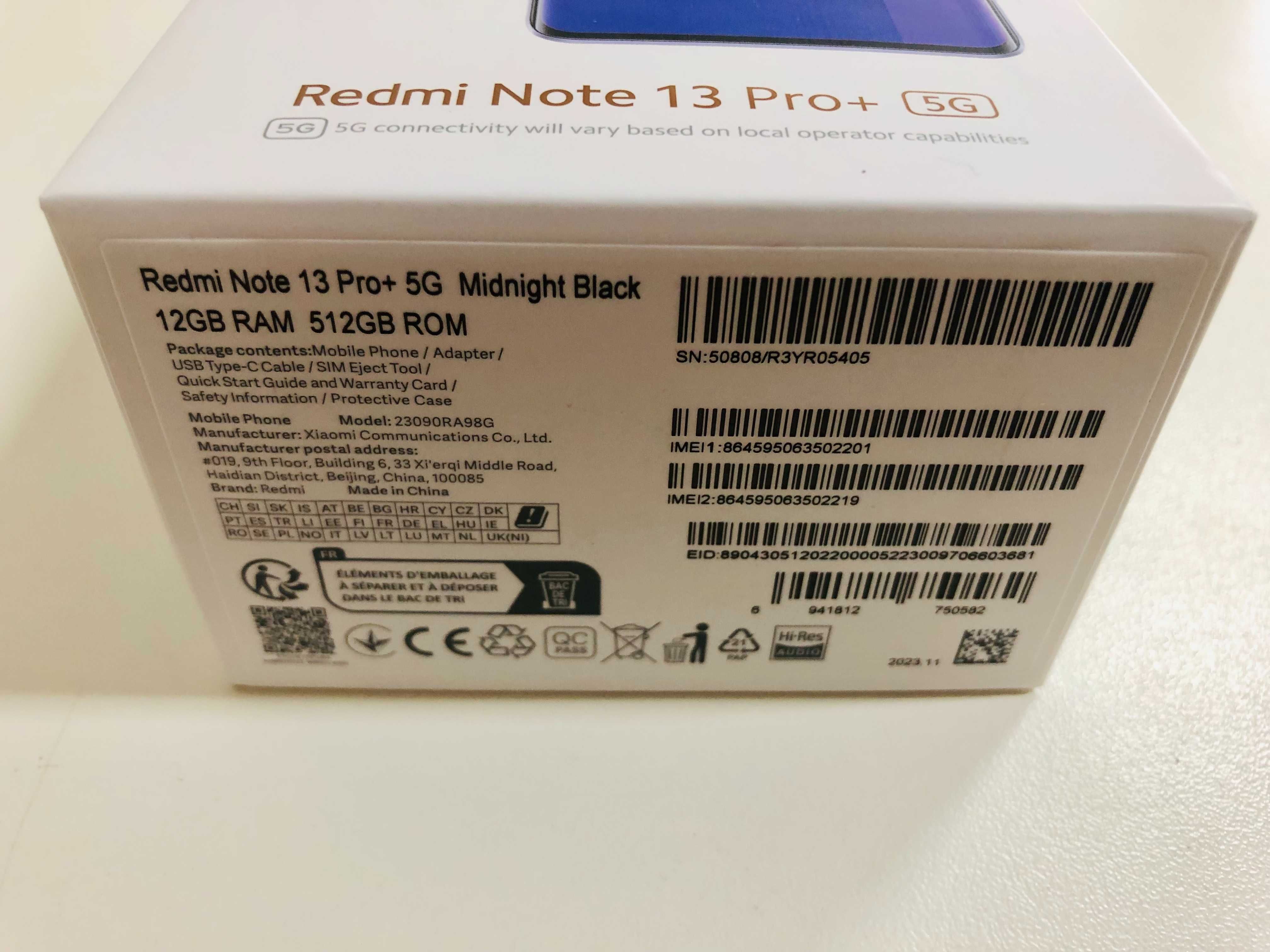 Xiaomi Redmi Note 13 Pro+, 12GB RAM, 512GB, 5G, Midnight Black