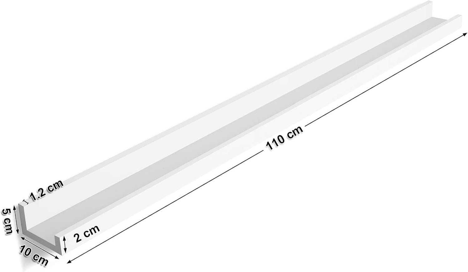 Raft suspendat pentru perete , MDF ,10 x 110 cm , alb