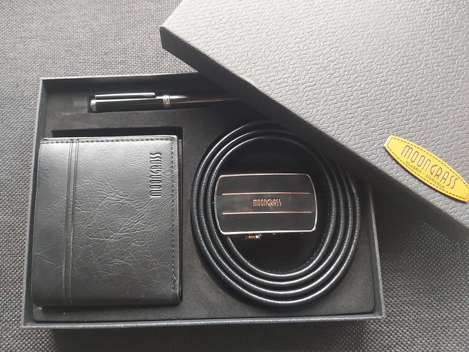 Подаръчен комплект колан,портмоне и химикал Moon Grass  2 цвята