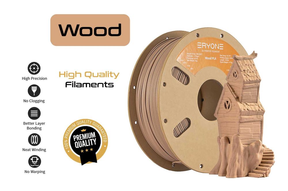 PLA Wood Filament, ПЛА Филамент с дървени частици за 3Д Принтер