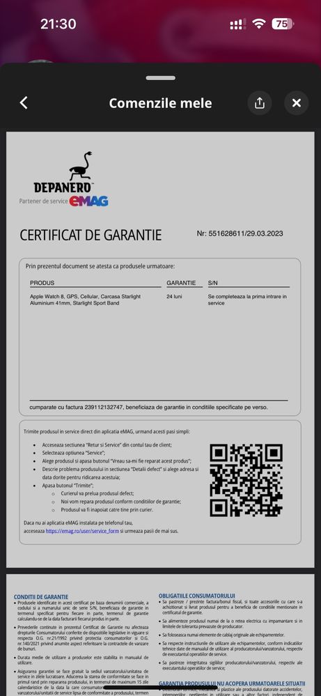 Apple watch 8 gps cellular garantie