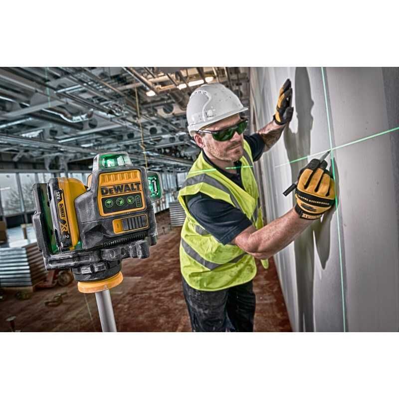 Лазерен нивелир линеен DEWALT DCE089D1G, 360°, 3 зелени лъча