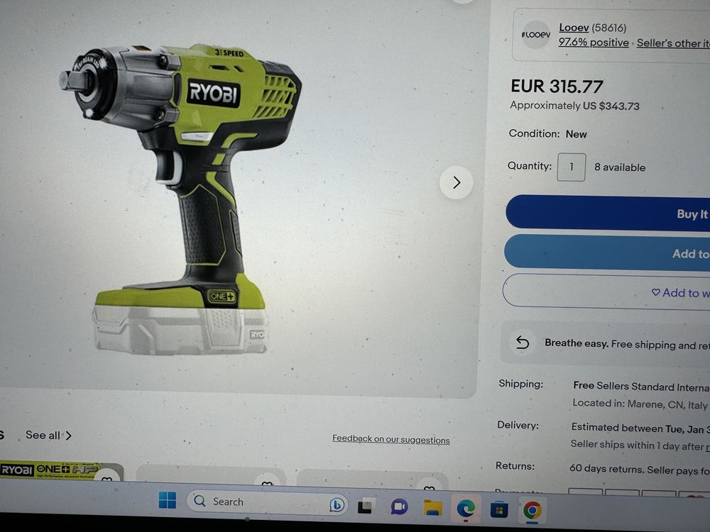 Ryobi-Masina de insurubat, Ryobi, cu impact 18V, 3 viteze