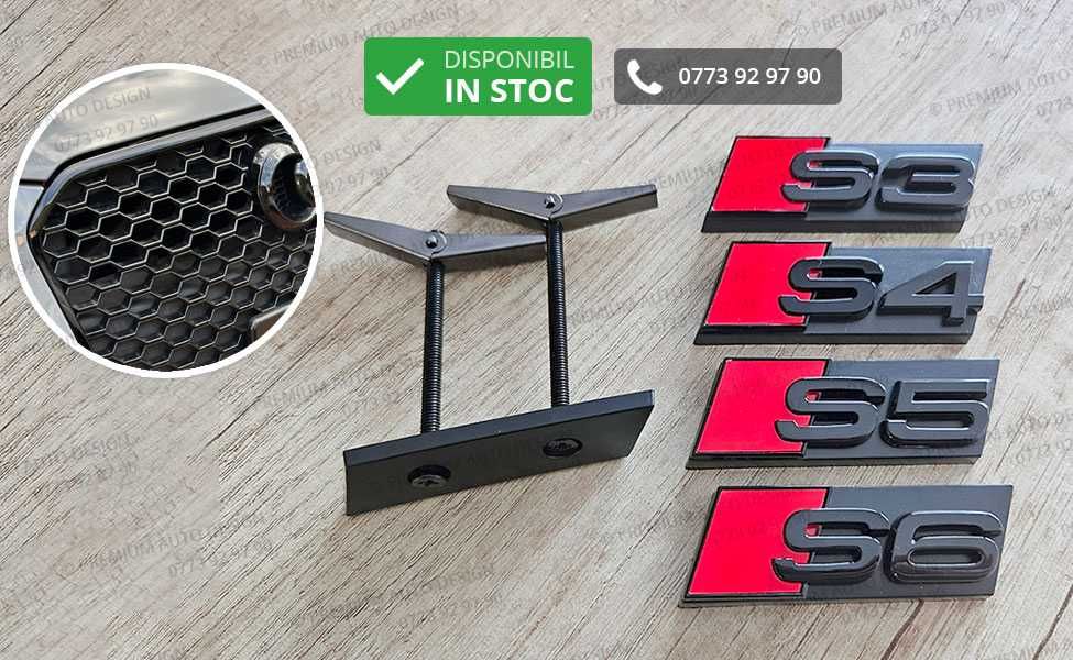Set embleme / sigle metalice (crom sau negre) - Audi S3 / S4 / S5 / S6