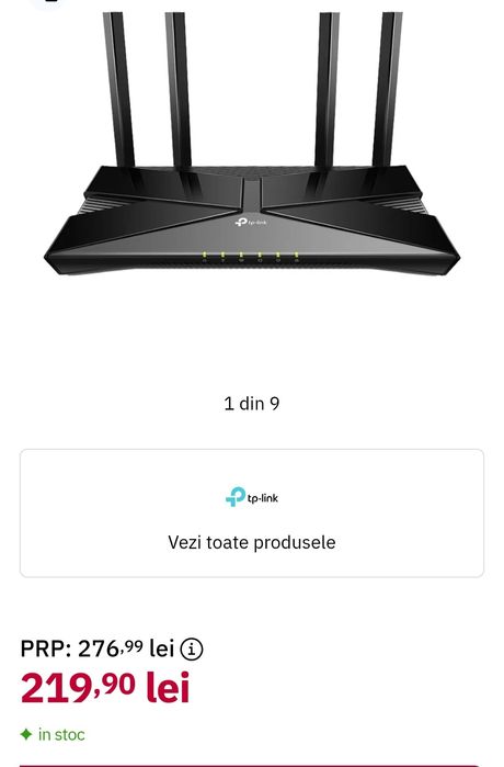 Router Wireless Gigabit TP-LINK Archer AX1800, Wi-Fi 6, Dual-band 574+