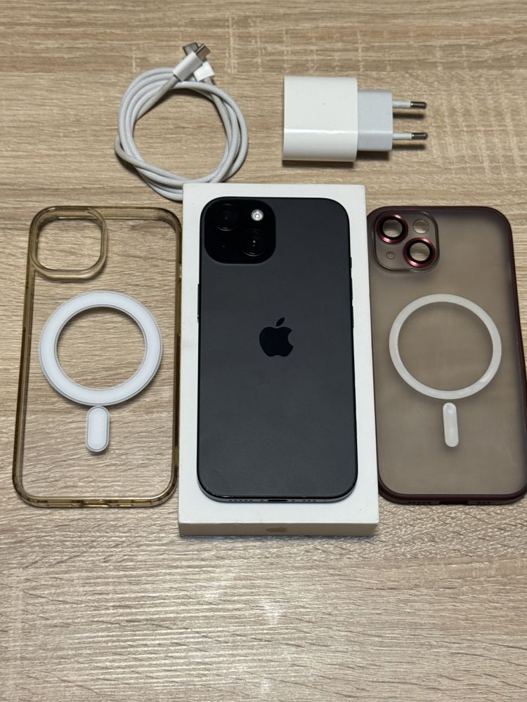 iPhone 15, Black NOU, Garantie Mai 2026, 100% Baterie