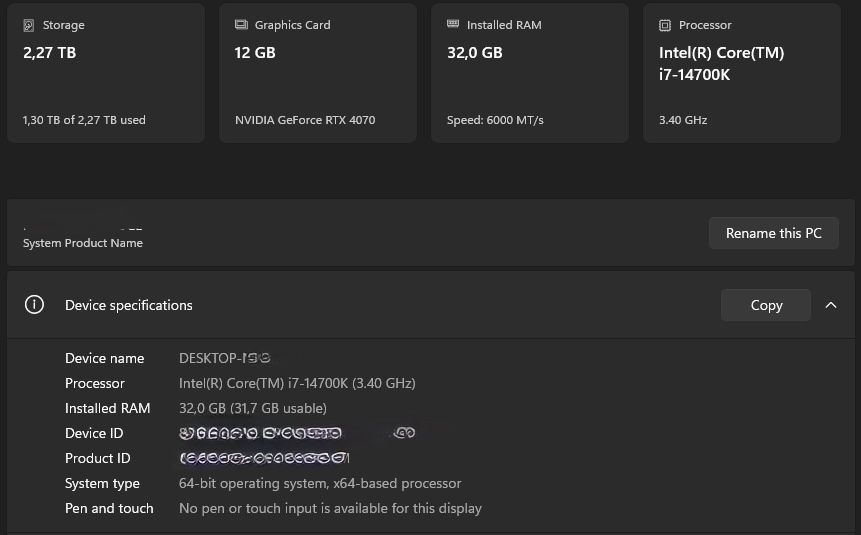 Vand PC Gaming i7-14700K / RTX 4070 GREUCEANU EPIC ULTRA