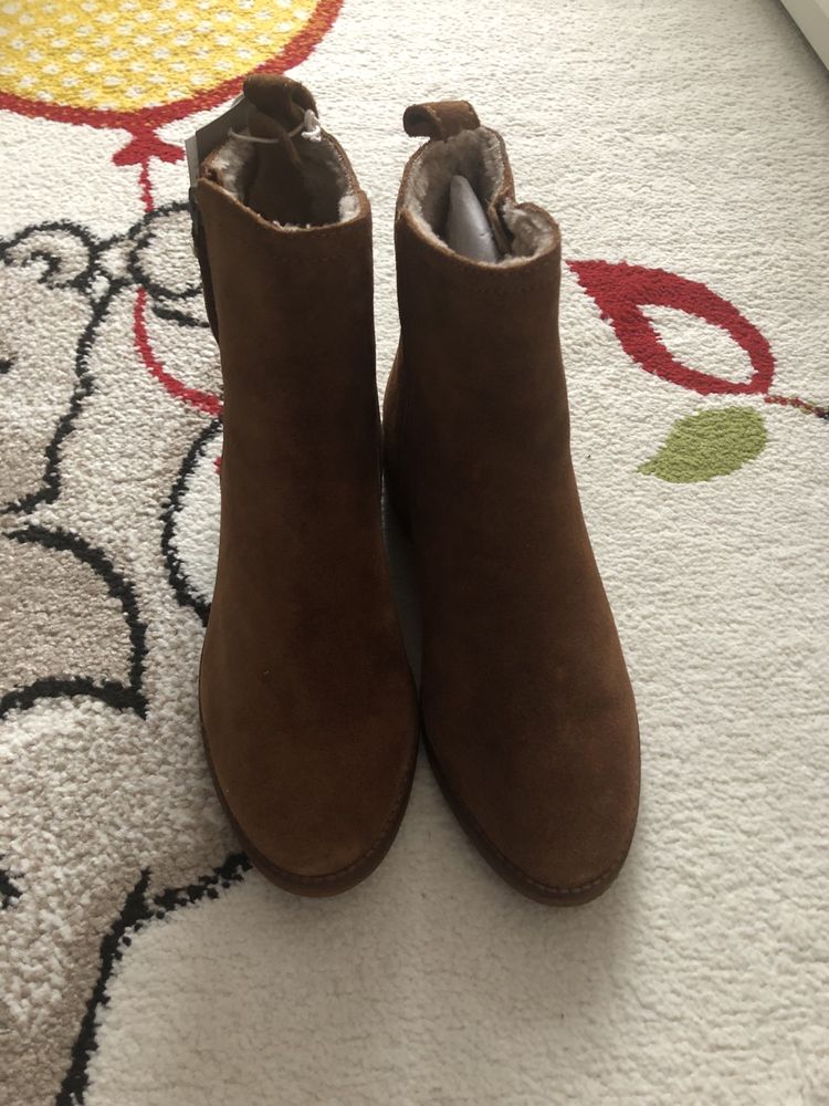 Botine femei H&M noi, piele intoarsa