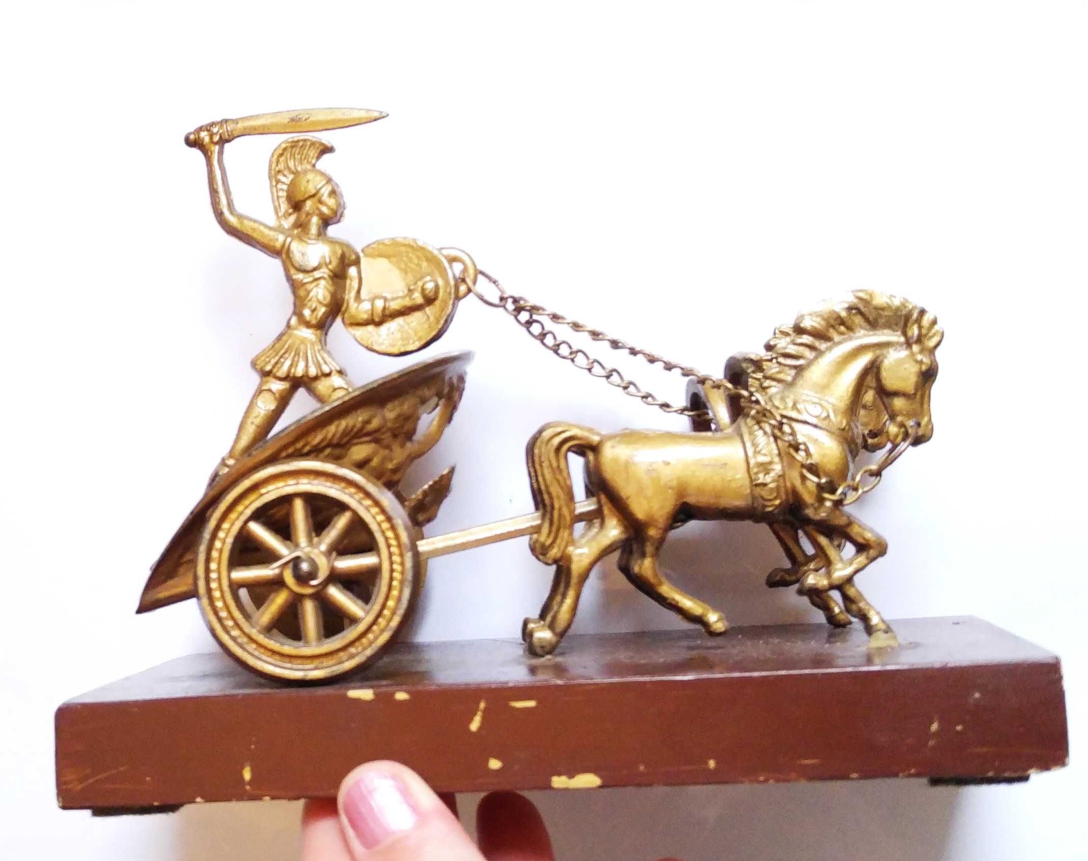 Războinic grec roman spartan, car cu 2 cai, stare frumoasă, rară