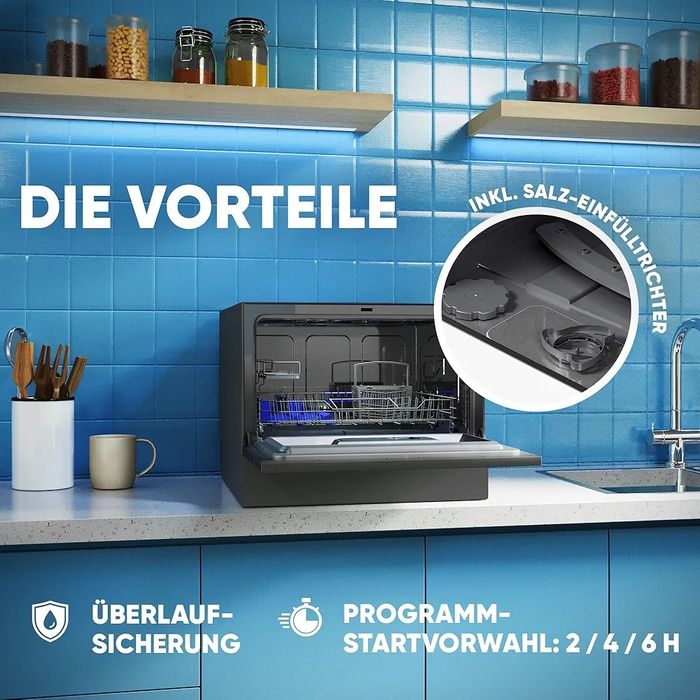 Нова мини/малка/компактна съдомиялна кубче Bomann 6  комплекта черна