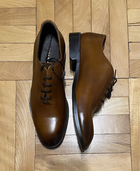 Pantofi Zara Man piele naturala cognac