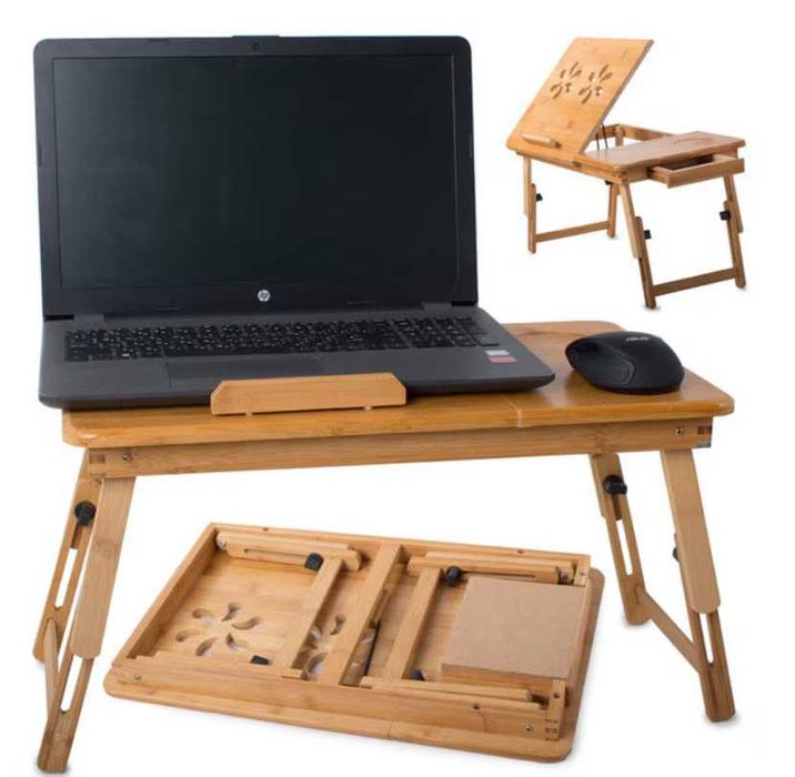 Masa laptop pliabila din bambus Verk Group, ajustabila