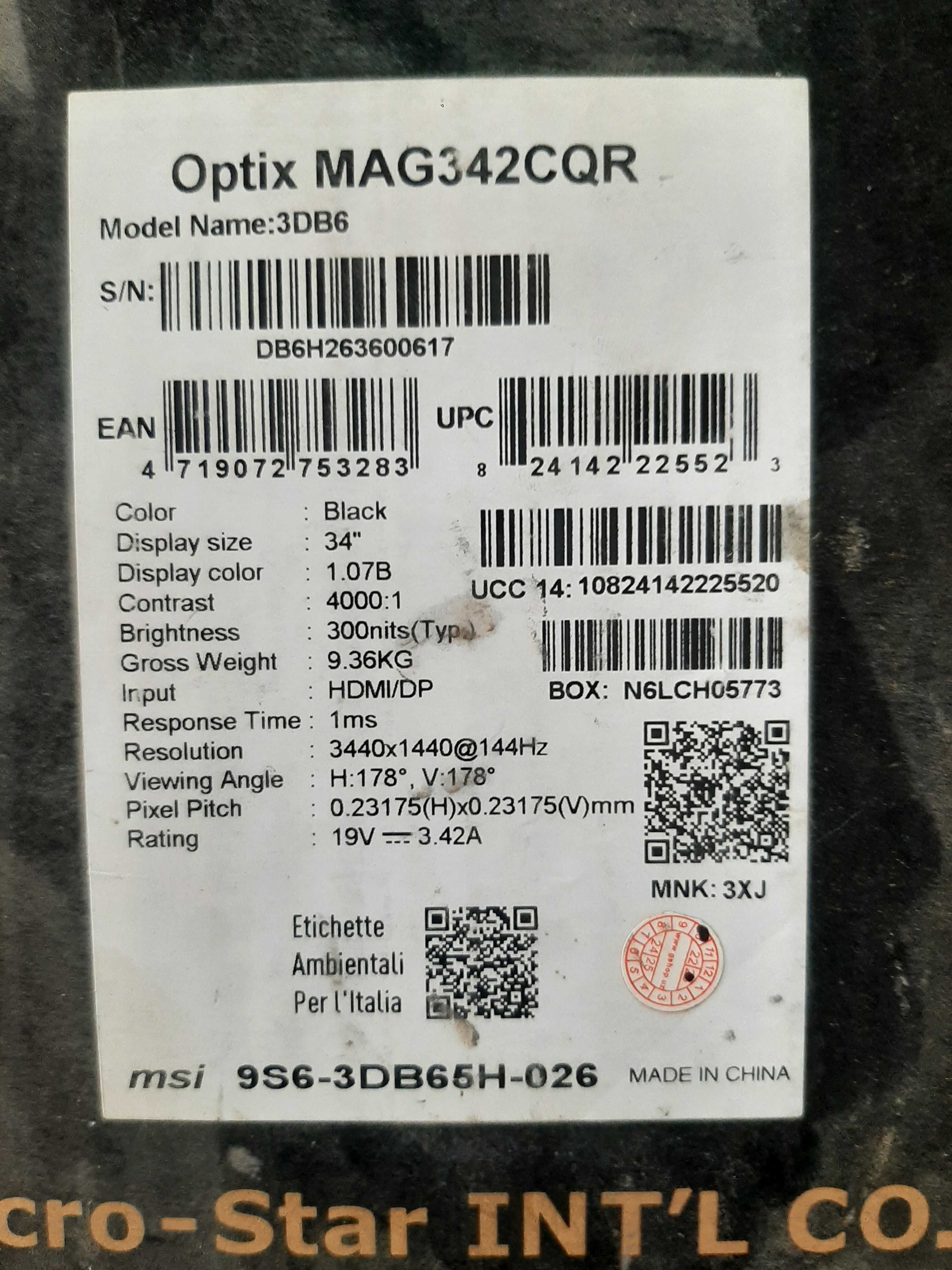Monitor 34 msi 144 ips
