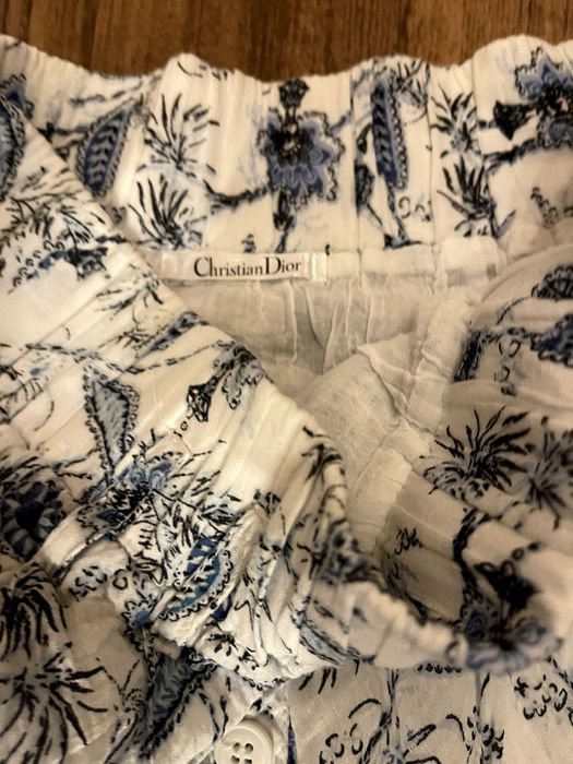 пола набрана къса памучна  кристиан диор бяла синя christian dior
