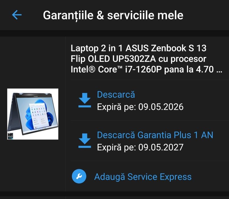 Laptop 2 in 1 ASUS Zenbook S 13 Flip OLED UP5302ZA