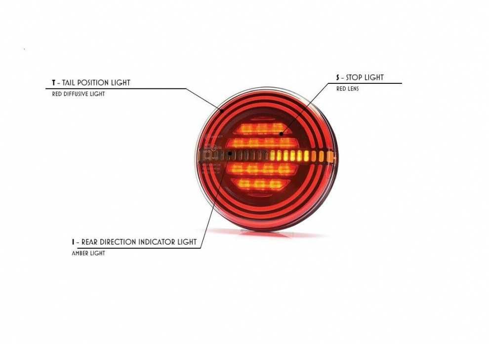 Кръгли LED Стопове Хамбургер с Бягащ Мигач Динамичен, Неон 12v 24v