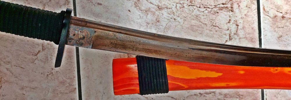 Sabie japoneza - Wakizashi Honshu otel damasc roșu