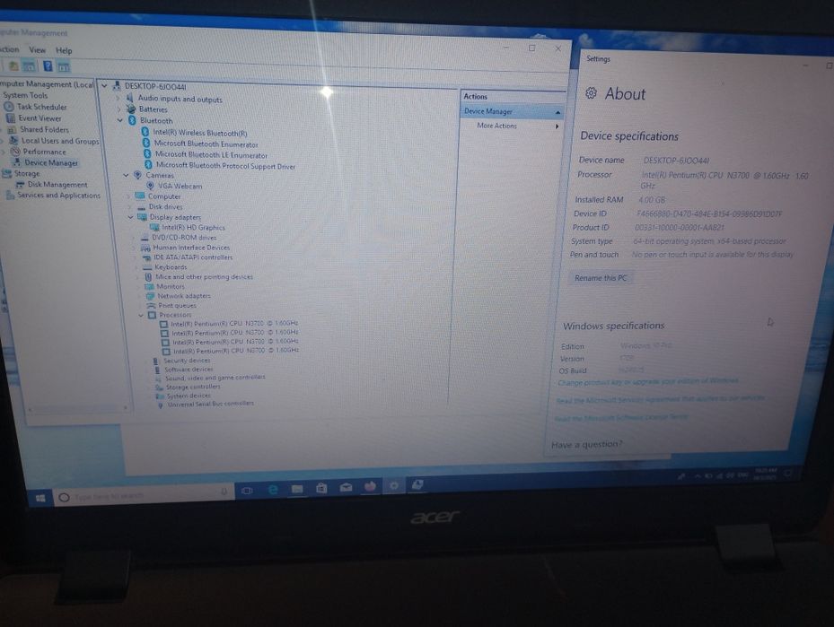 Acer ES1,  Intel Quad Core, baterie ok,displ. 17 inch, bun tester auto