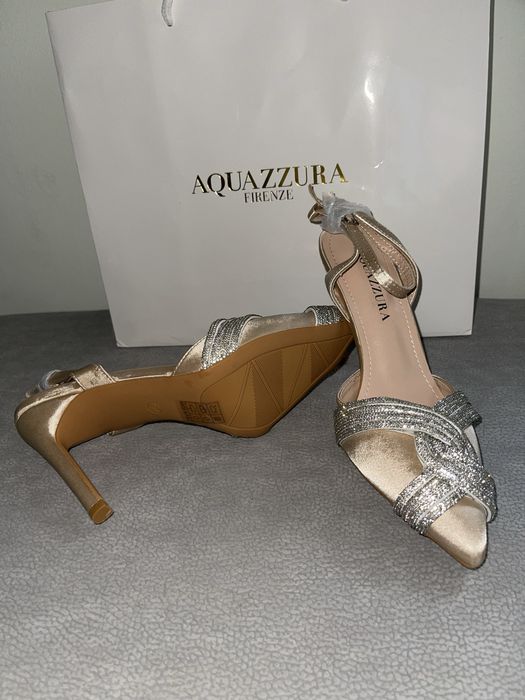 aquazzura сатенени беж бежови обувки нюд лъскави сребърни ток остри