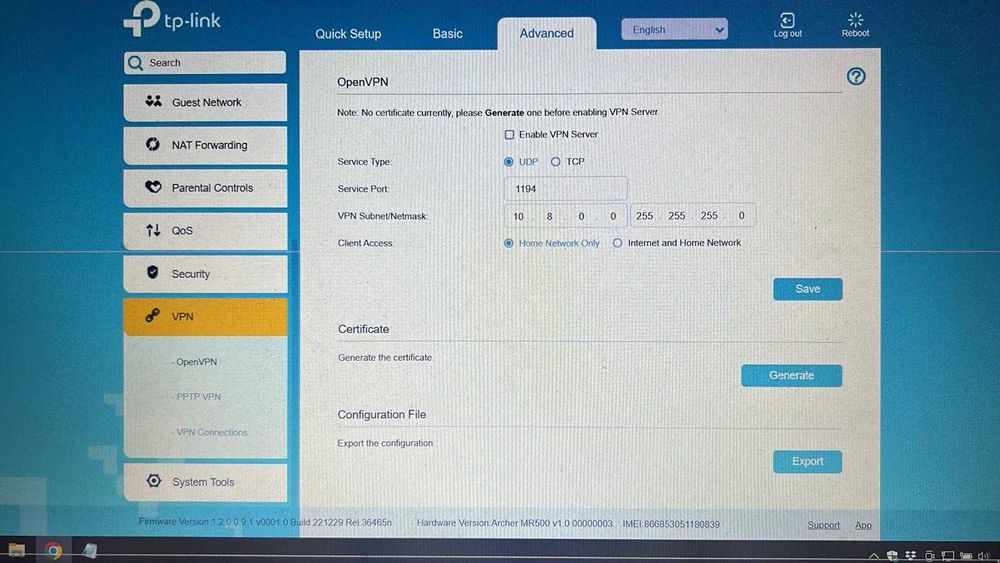 garantie Router modem 4G+ TP-Link mr500  sigilat