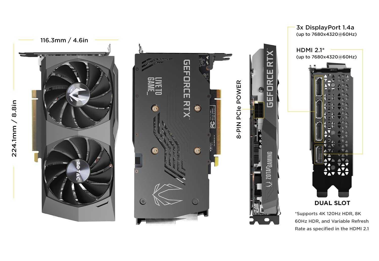 GDDR6 8gb ZOTAC GAMING GeForce RTX 3050 Twin Edge идеал состояния