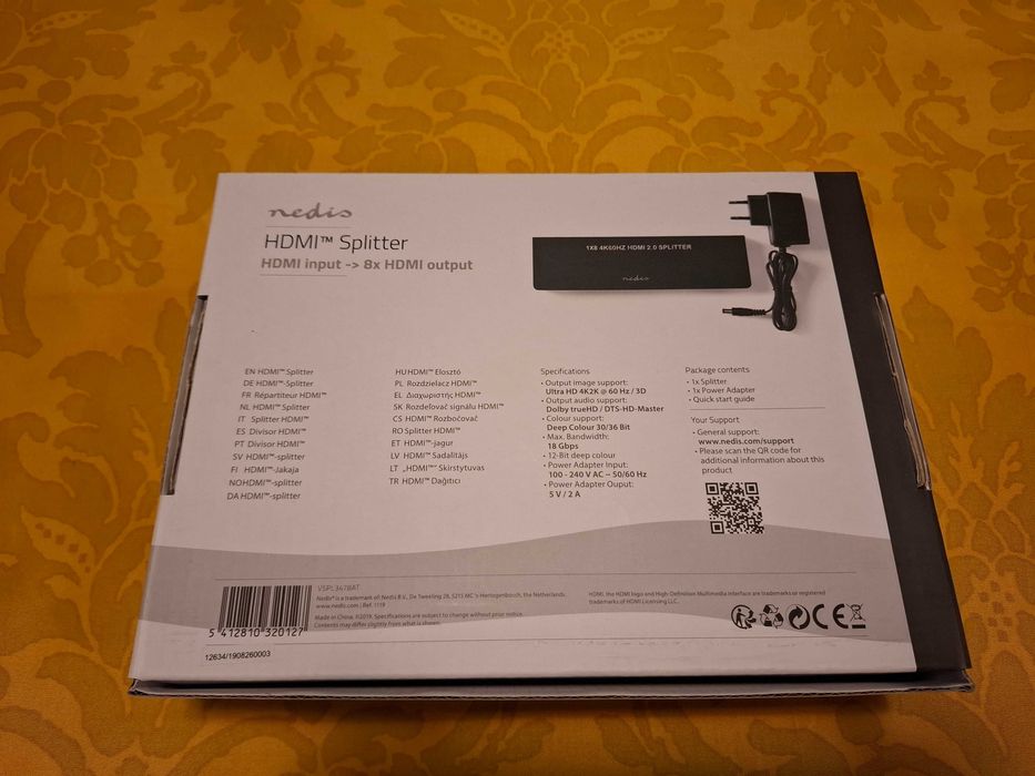 Splitter HDMI Nedis 8-porturi, 1x intrare HDMI - 8x iesiri HDMI 4K60Hz