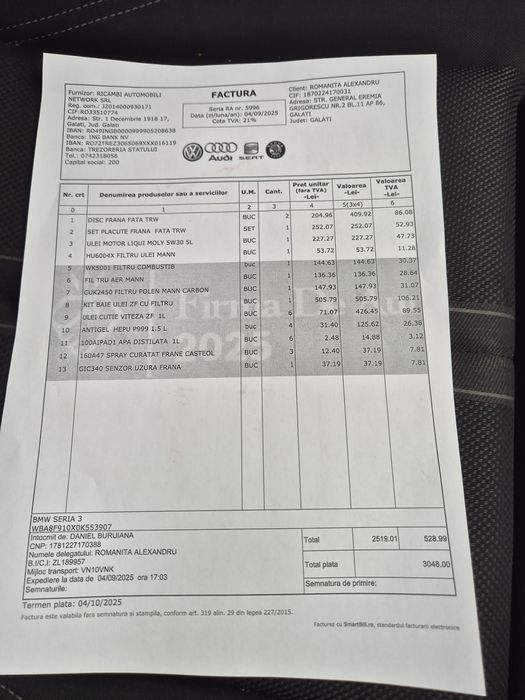 BMW F30 An 2016 190cp