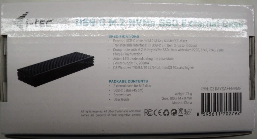 Adaptor Caddy SSD USB-C M2-NVMe Profesional Metalic NOU