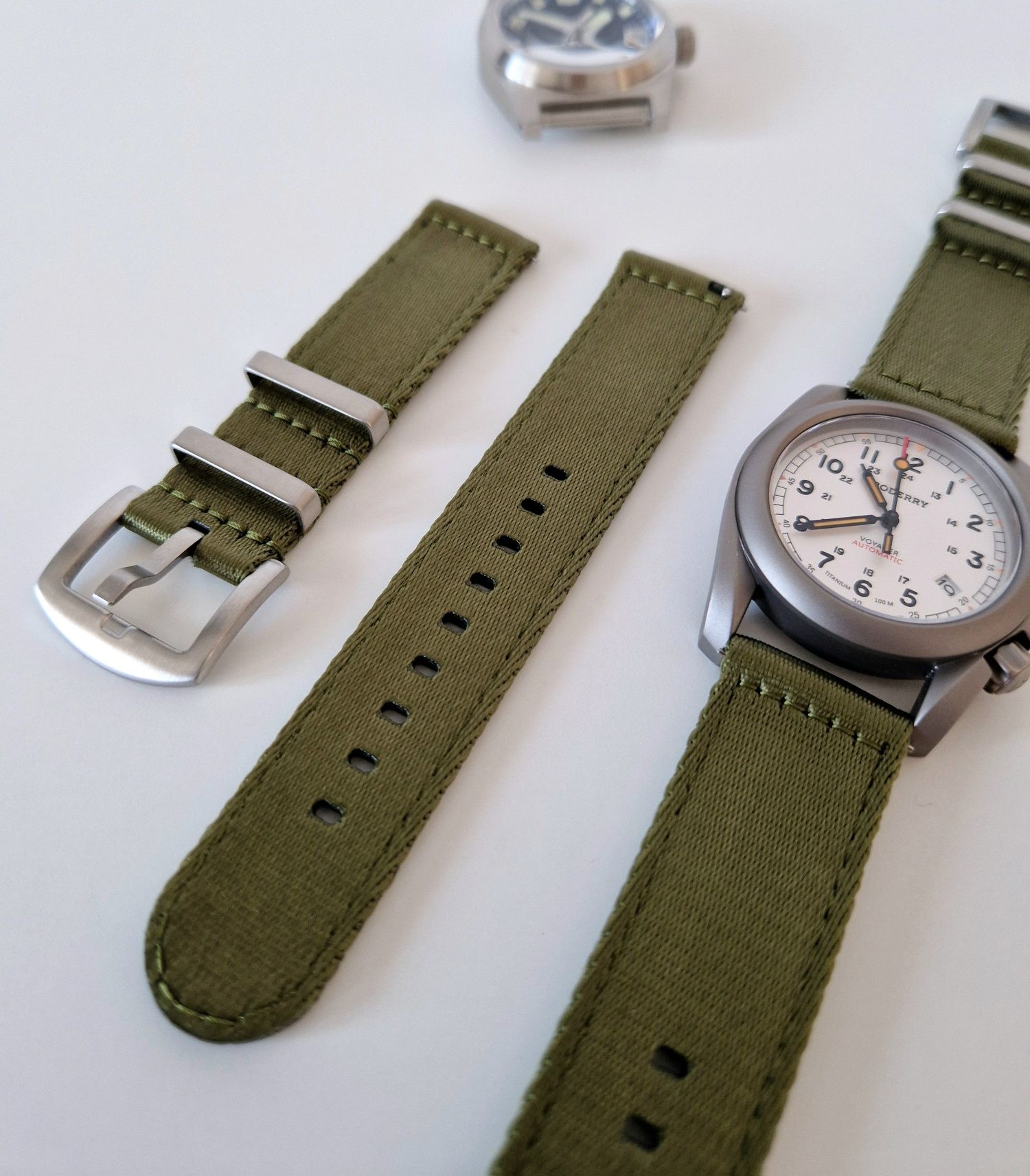 Bratara ceas Nato strap, OD green, nylon, 22mm, nou