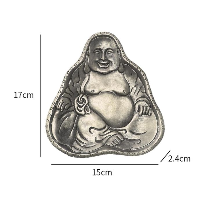 Tavita deco obiect Buddha zâmbitor prosperitate argintiu sa auriu