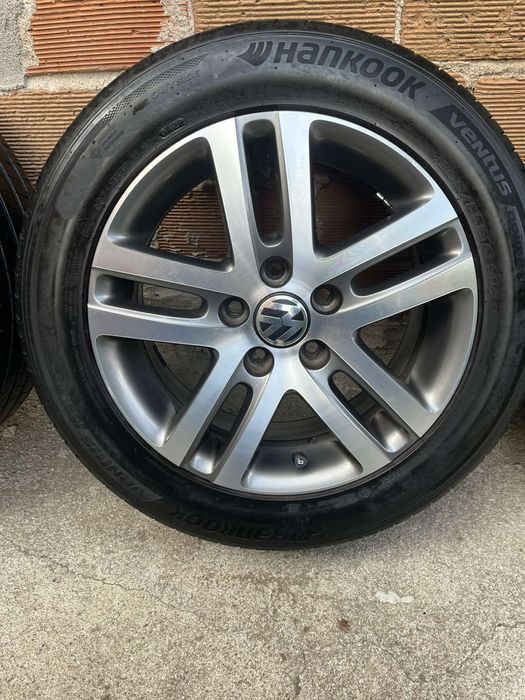 Оригинални джанти за VW 5x112 с гуми Hankook 205/55/16