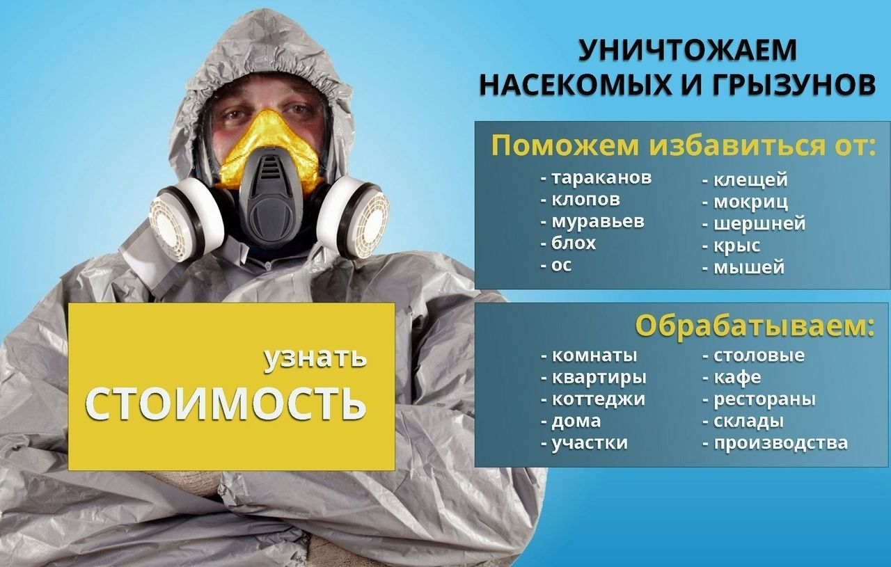 Dezenfeksiya ДЕЗИНФЕКЦИЯ от Клопов Тараканов Мухи Камари Грызунов 24/7