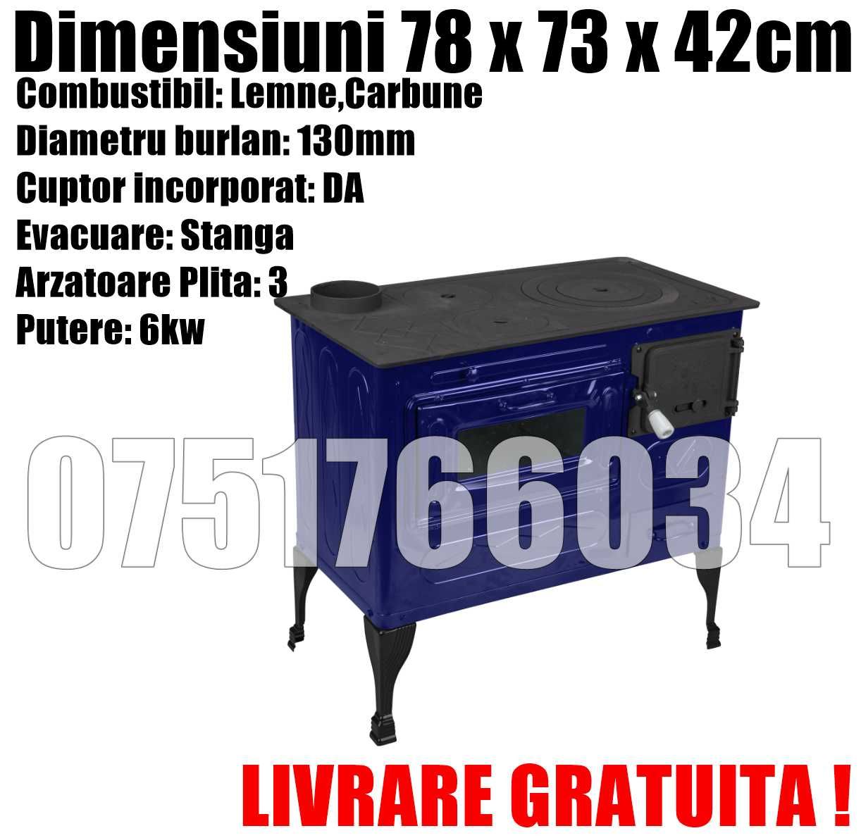 Soba Albastra Plita Cuptor Bucatarie Gatit Stanga 6KW LIVRARE GRATUITA