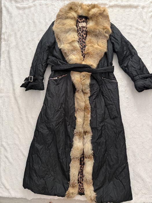 Geaca lunga blana vulpe xxl neagra