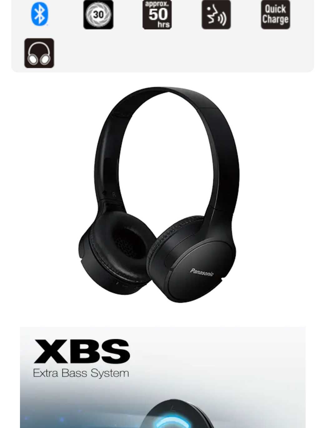 Стерео слушалки PANASONIC RB-HF420BE-K