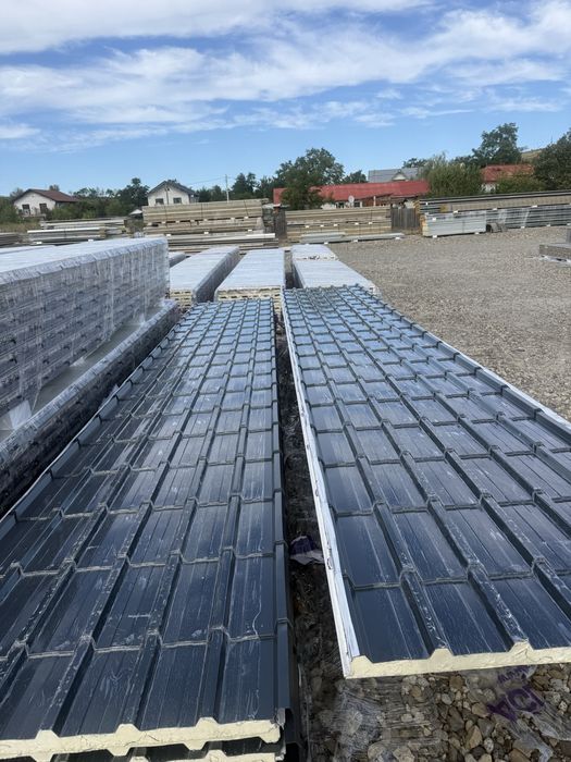 Imitatie Tigla Gri antracit panouri sandwich acoperis