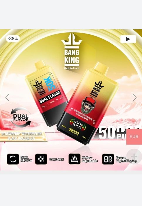 Pachet 2 Vape 50.000 Puffs 2 Arome Reincarcabil Display Originale