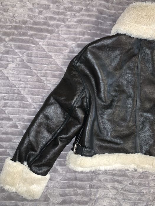 Geacă scurtă de piele cu blană, mărimea S
