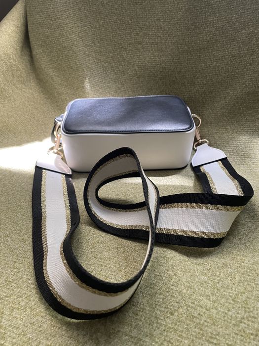 Geanta mini alb/negru